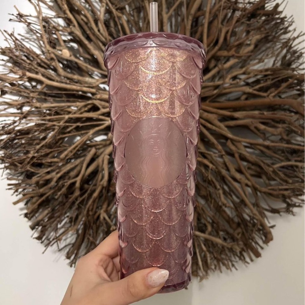 Pink scaled Starbucks tumbler